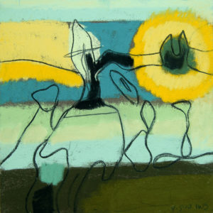 sun salutations, watercolor, 8 x 8 in., 2010