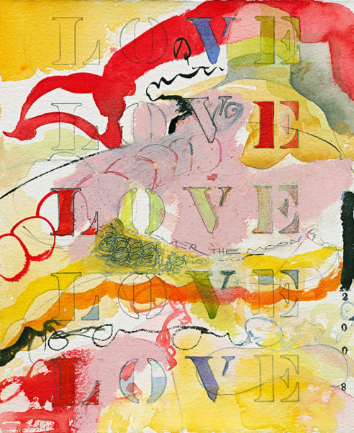 love, love, love, watercolor, 9 x 7 in., 2008