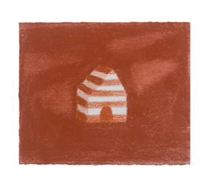 glyphs #2, conte sanguine drawing pencils, 6 x 6 in.