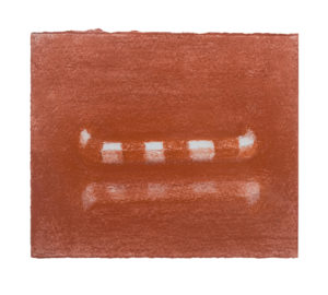 glyphs #3, conte sanguine drawing pencils, 6 x 6 in.