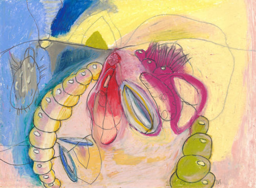 under, oil pastel, 8 x 9 in., 2005